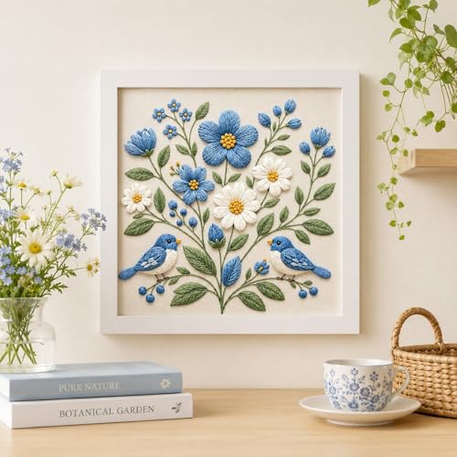 ARTopet 2Pcs Embroidery Kit for Adults Beginners Flower DIY Craft Starter Set Cotton Needlepoint Set with 7.87In Hoop Threads Tools Perfect Gifts for Hobbyists to Create Wall Art-04 - color: 2Pcs-04