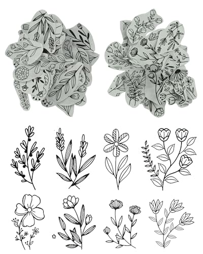 YUYUZSEN 59 Pcs Water Soluble Hand Sewing Stabilizers, Embroidery Stick and Stitch Embroidery Paper Wash Away, Floral Patterns for Hand Sewing Lovers, Adults (Plants Flowers) - color: Flower/Flower*1
