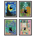4 Pack Black Cat Starry Sky Flower Stamped Cross Stitch Kits for Adults - color: 4 Pack Cat Cross Stitch 12x16in