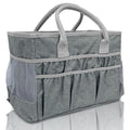 Cupohus Craft Organizer Tote Bag – Craft Caddy with 2 Mesh Side Pockets & Front Elastic Pockets, Foldable Large Capacity Supply Storage Bag for Sewing, Knitting, Painting, and Travel (Grey) - color: Grey