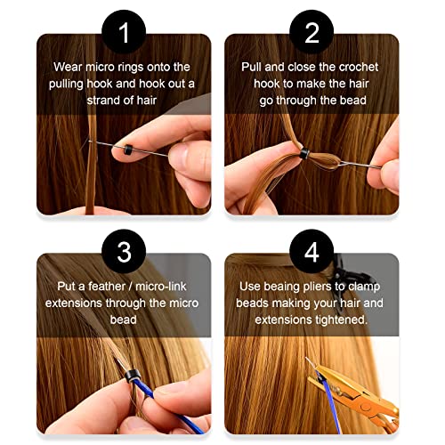 NEWISHTOOL Micro Links Hair Extensions Kit, Hair Extension Pliers for Beads - color: Gold