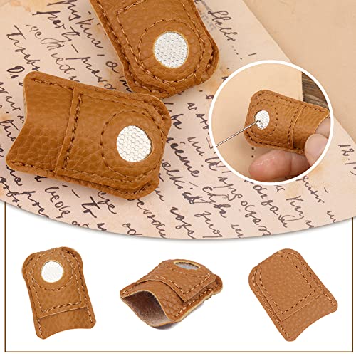 10PCS Sewing Thimble Set, Adjustable Metal & Leather Finger Protectors - color: 10PCS
