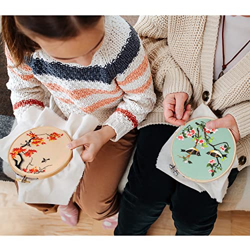 Santune 3 Pack Embroidery Kit for Adults Cross Stitch Kits for Beginners with Bird Patterns,3 Instructions,1 Hoop,Threads and 6 Needles,Hand Needlepoint Sets for Women - color: Cut Bird Series