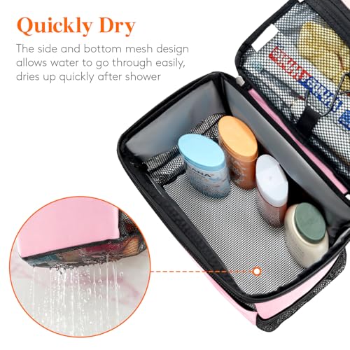 Lifewit Mesh Shower Caddy Bag, Hanging Shower Organizer, Large, Pink - color: Pink, size: L(9.8"L x 6.5"W x 11.4"H)
