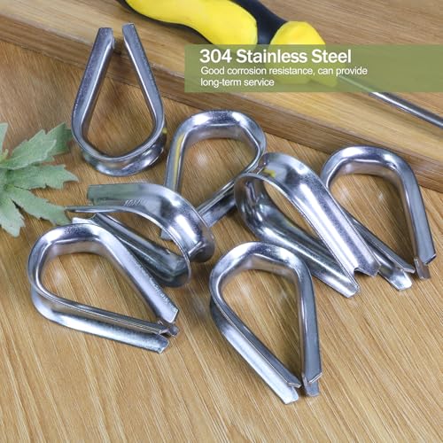 M10 Wire Rope Thimble, 304 Stainless Steel Thimble for 11/32-3/8 Inch Diameter Wire Rope, 4 Pieces - size: M10