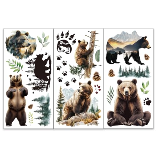 OLYCRAFT 3Pcs/Set Jungle Bear Rub on Transfers for Furniture and Crafts - style: Bears