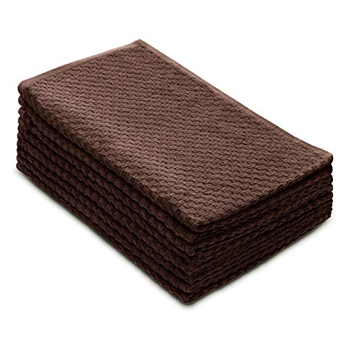 COTTON CRAFT Amazing Kitchen Towels - 8 Pack 100% Cotton Waffle Terry Towel - color: Chocolate, size: 8 Pack