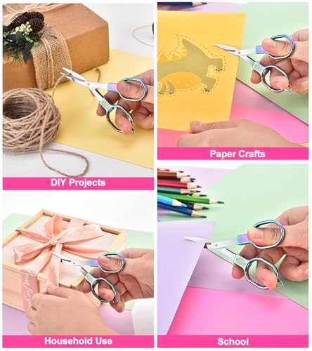Zicolu Folding Travel Scissors 2 Pack, Safety TSA-Compliant and Small Portable with Case, Mini Foldable Stainless Steel Retractable Cutters, Pocket Craft Scissors for Home, Outdoor, Office - size: 2 Pack (Folded 4" / Expanded 4.4" )