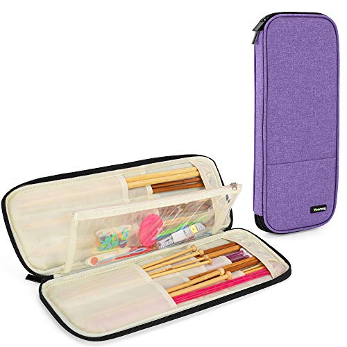 Teamoy Knitting Needles Case, Travel Organizer Storage Bag, Purple - color: Purple