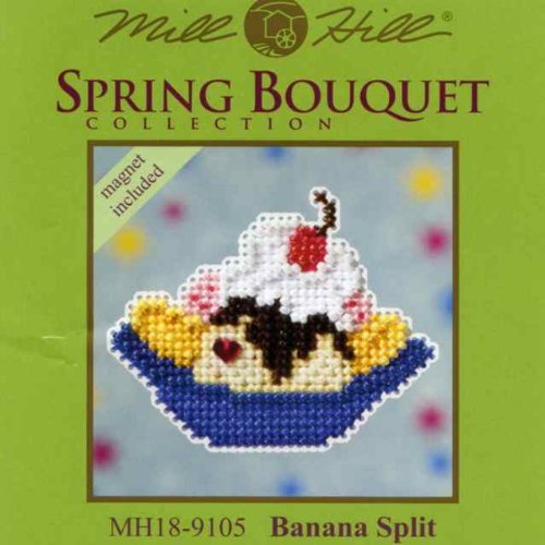 Banana Split Beaded Counted Cross Stitch Ornament Kit Mill Hill 2009 Spring Bouquet MH18-9105