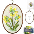 FONNUY Ribbon Embroidery 3D Flowers Pattern Design Kit Embroidery DIY Handwork Set Oval Home Decoration (Yellow Camellia) - style: Yellow Camellia