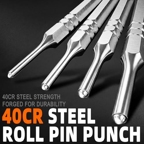 BESTNULE 8 Piece Roll Pin Punch Set, Pin Punch Set, Punch Tools with 1 Tweezers, Made of Solid Material Including Steel Punch and Tweezer, Ideal for Machinery Maintenance