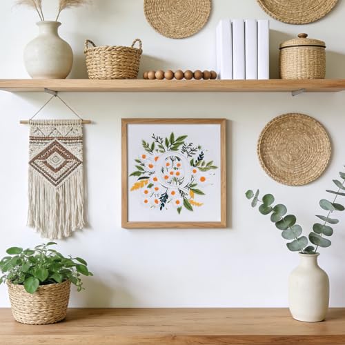 Zerzsy 7.87 '' Embroidery Kits Plant Flower Leaf English Letter Patterns for Beginners Adults, Easy to Learn Cross Stitch Kit for Home Office Decor - color: Letter Q