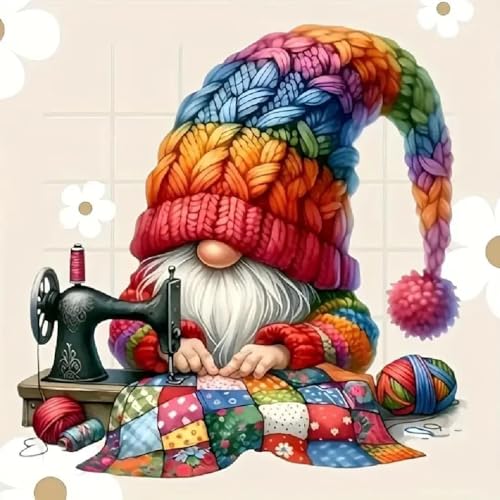 DYAIANGMU Gnome Stamped Cross Stitch Kit for Adults 13.7x13.7 inches - color: gnome-6