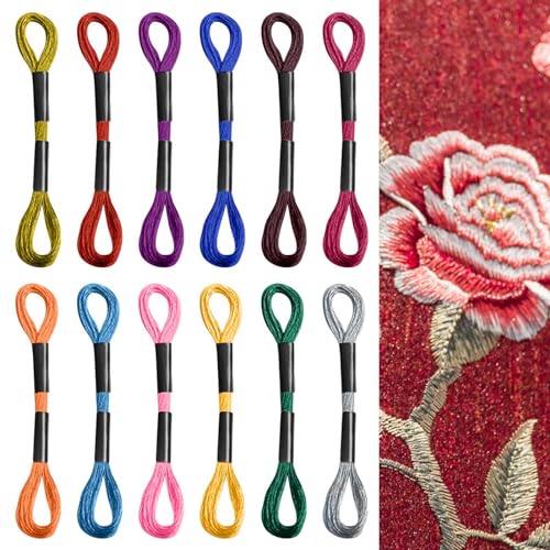 12 Skeins Me-tallic Embroidery Thread,8m Me-tallic Embroidery Floss