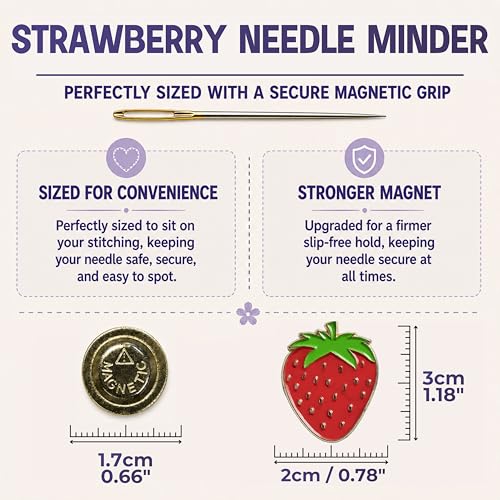 The Quilted Bear Magnetic Needle Minder, Small, Strawberry - color: Strawberry