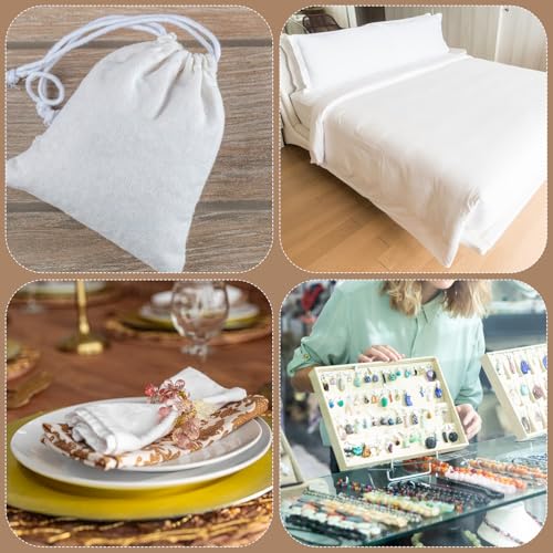 10 Yards White Cotton Fabric by the Yard Fabrics,59 Inches Wide Medium Weight 100% Natural Cotton Fabrics,Bleached Muslin Fabric for Sewing Clothing Crafts Material - color: White, size: 10 yard