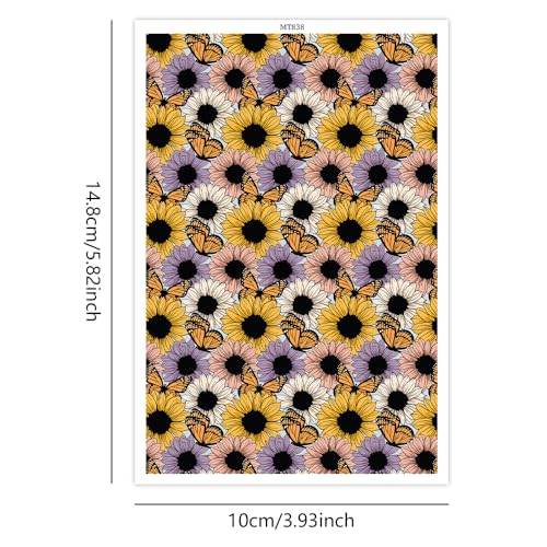 Polymer Clay Transfer Paper, 10 Pcs Sunflowers Pattern Shape Water Soluble Transfer Sheet for Polymer Clay Earrings Jewelry Making Disposable Stickers DIY Crafts 5.82X3.93 inch - color: Sunflowers