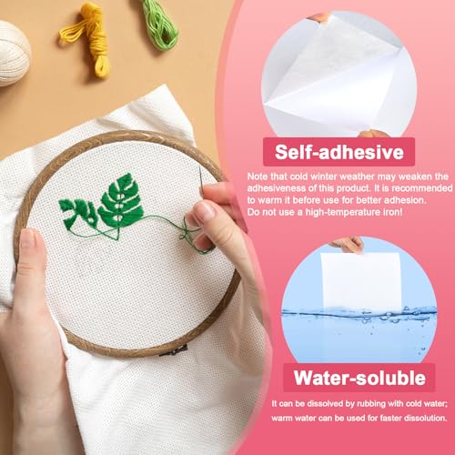 NEBURORA Printable Water Soluble Stabilizer for Embroidery 5 Pcs 8.2"x 11.6" Sticky Embroidery Paper Wash Away Embroidery Dissolvable Backing for Hand or Machine Sewing Supplies