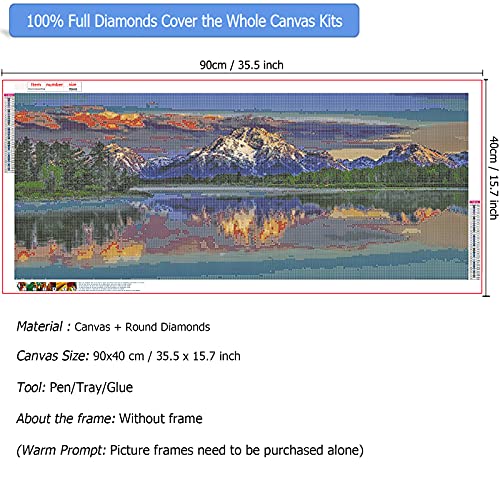 JATOK Diamond Painting Kit for Adults, Mount Moran at Dusk, 35.5 x 15.7 in - color: Green
