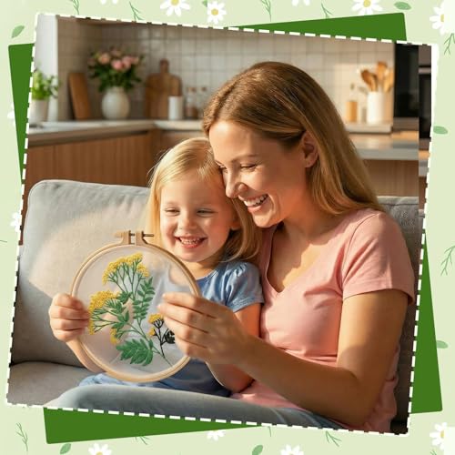 Ovveroche 3 Sets Embroidery Kit for Beginners, Flower Cross Stitch Kits