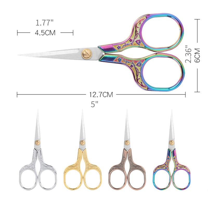 Vintage Craft Scissors Stainless Steel Square Handle Household DIY Embroidery Thread Scissors for Sewing Cutting Cloth with A Chinese Knot (Gold) - color: Gold
