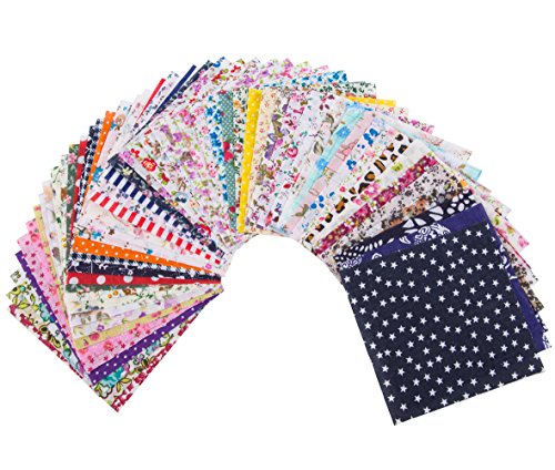 Penta Angel 4 x 4 Inch/10 x 10cm 100 Pieces Assorted Pre-Cut Printing Cotton Cloth Square Bundle Quilt Craft Fabric Patchwork DIY Sewing Scrapbooking Quilting Dot Pattern (100 pcs)