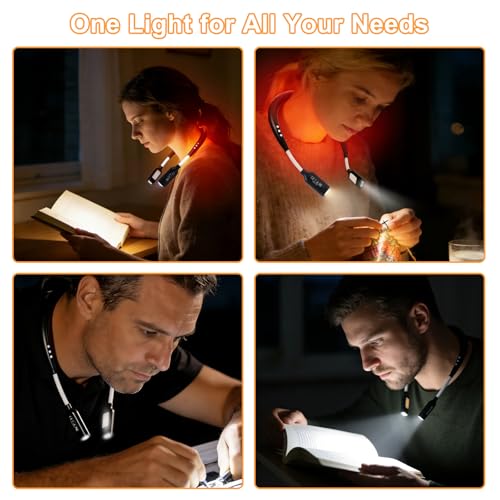 Neck Reading Light, Rechargeable Book Light, 3 Color Modes - style: Heating