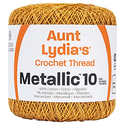 Red Heart Metallic Crochet Thread, 10, Gold - color: Gold, size: Size 10
