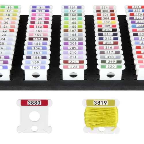 500 Pcs Acrylic Embroidery Floss Bobbins with Numbers & Color - style: No foam inserts