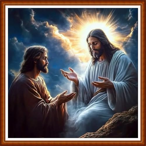 Redxing Counted Cross Stitch Kit for Beginners,Unprinted Needlepoint Kits for Beginners Cross Stitching Embroidery Kit 11CT Stitches kit-Jesus preached 18x18 inch - color: SetColor10