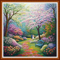 Funart Stamped Cross Stitch Kits for Beginners Full Range of Cross Stitching Preprinted Embroidery Kits for Adults, 11CT Embroidery Pattern Needlepoint Kits-Romantic Garden Trail 18x18 inch - color: ColorArt54