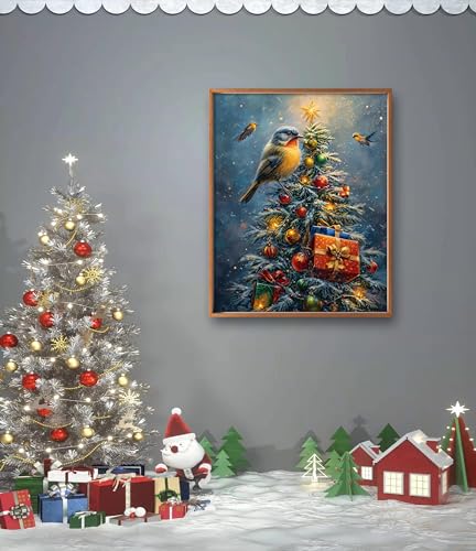 Leczany Cross Stitch Stamped Kits for Beginners Adults or Kids Patterns Craft Kit Needlepoint Full Range of Embroidery Starter Kits DIY 11CT 3 Strands | Birds and Christmas Trees 13.4×16.9 inches - color: 11CT Stamped kits,Birds and Christmas Trees 13.4×1