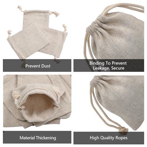 calary 50pcs Double Canvas Drawstring Bag Cotton Pouch Gift Sachet Muslin Reusable Tea Bag - style: 4.7x5.9 Inch (Pack of 50)
