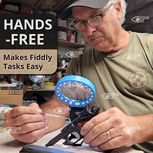 VisionAid 30X 10X Hands-Free Magnifying Glass with Stand, LED Lights, Loupe Handheld Illuminated Magnifier for Low Vision Seniors Reading (Pack of 2) - size: 4 inches (Pack of 2)