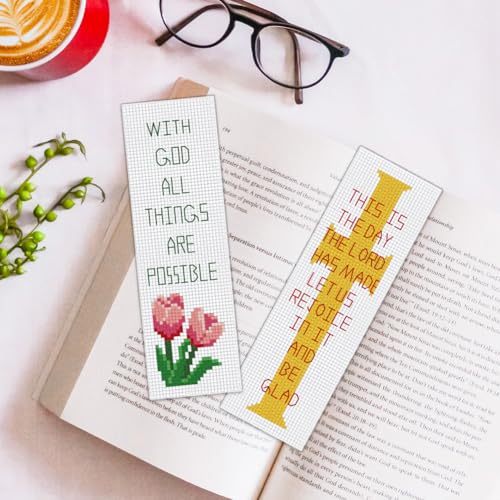 ORIGACH 6 Set Bible Verses Cross Stitch Bookmark Kit for Beginner - style: Bible Verses Cross Stitch Bookmark Kit