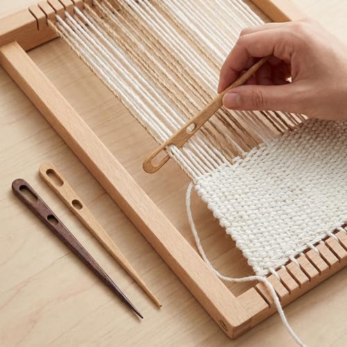 WJIAAA 4Pcs Nalbinding Needle, Large Two-Eyed Weaving Needles for Knitting Crochet, Multipurpose Beech Wood Tapestry Needle