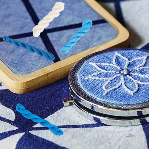 FREEBLOSS 4 Pcs Sashiko Thread Sashiko Skein 100 Meters*4 Colors Cotton Embroidery Thread Japanese Quilting & Embroidery Sashiko Kit Supplies for Art Craft Gift - color: Blue&White