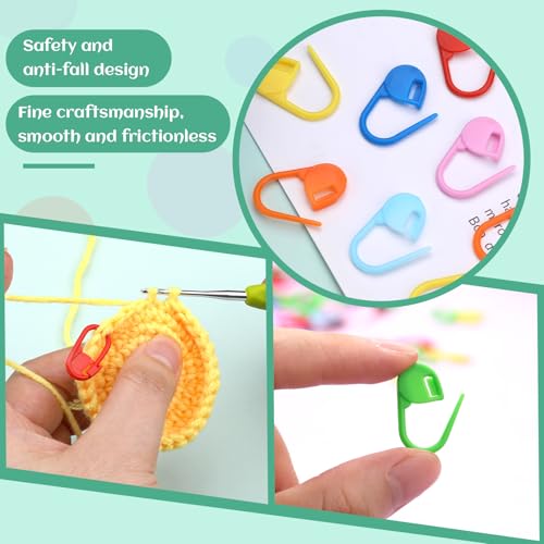 LUNARM 200Pcs Stitch Markers for Crocheting Crochet Stitch Markers Knitting - color: 200pcs + 6pcs Needles