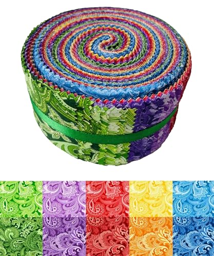 40P Cotton Jelly Roll Fabric Strips for Quilting and Sewing,Paisley - color: Paisley