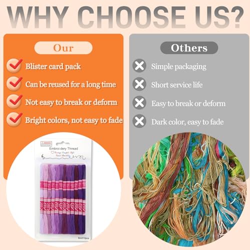 12 Skeins Embroidery Floss, 105 Yards Purple Embroidery Thread - color: Purple Series
