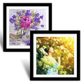 Betionol Diamond Painting Frames Set of 2, Display 12x12in/30x30cm Diamond Painting Pictures or Photos, Black Natural Solid Wood Picture Frame with Acrylic Protection Glass, Back Mat And Hanging Kit - style: Black - Double