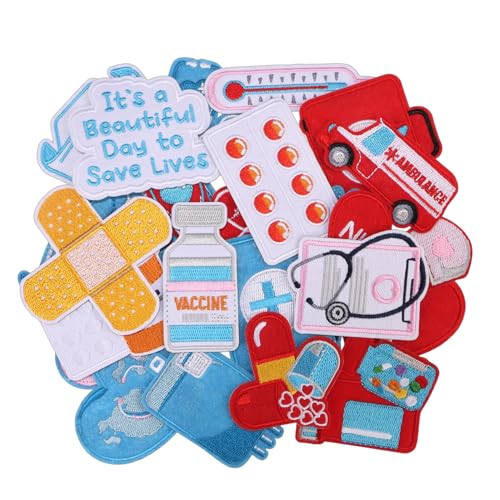 25pcs Nurse Iron on Patches, Medical Nursing Sew on Patches DIY Crafts - color: Nurse's Day, 25pcs