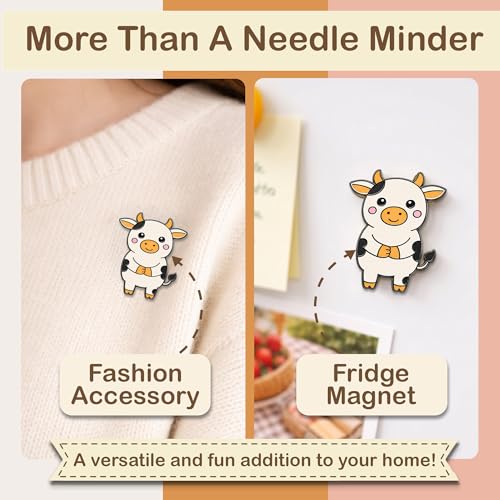 Kraftex Magnetic Needle Minder. Needleminder for Embroidery & Sewing. Cute Needlepoint Accessories. Magnetic Needle Holder for Cross Stitch. Cute Magnet Pin Gift - color: Cow