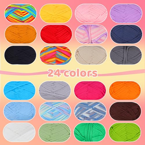 24 * 50g/1.76oz Crochet Yarn, 24 * 87yds Beginner Crochet Yarn - color: 24 colors