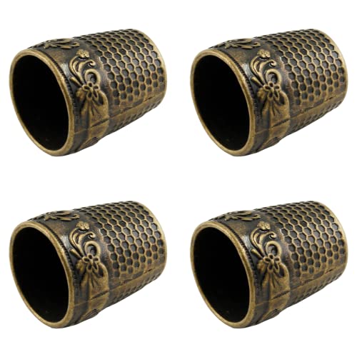 Coufce 4 Pcs Bronze Metal Sewing Thimble - color: bronze