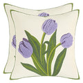 Embroidered Throw Pillow Covers 18x18 Pack of 2 Purple Tulip - color: Purple Tulip, size: 18" x 18" (Pack of 2)