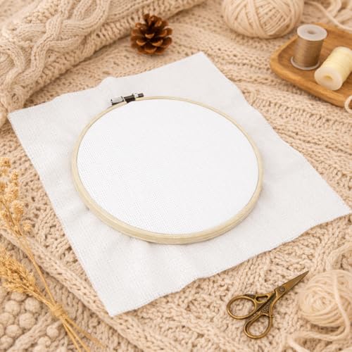 20 PCS Linen Embroidery Fabric, 12 × 12 Inch Bright White Fabric - color: Bright White, size: 12×12 Inch