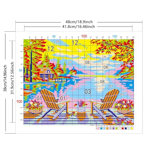 Zhenqing Leisure Time Printed Cross Stitch Kit - 11CT 38x48cm with Threads, Needle & Pattern, No Hoop Needed for Beginners (65837) - color: 65837