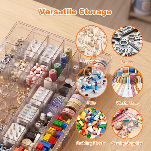 2 Pack 36 Grids Clear Organizer Box with Dividers, 10.9 x 6.9 x 1.8 in - color: 2 Pack, size: 36 Grids(10.9 x 6.9 x 1.8 inch)